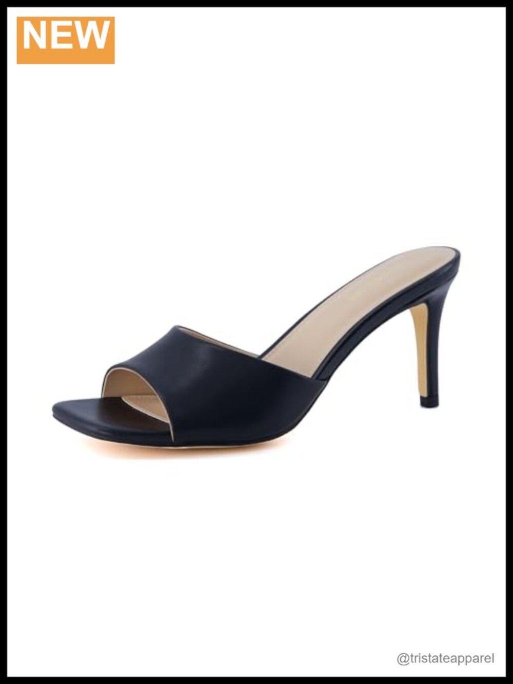 Kitten Heel Sandals Slip On Open Toe Faux Leather 3 Inch Heel